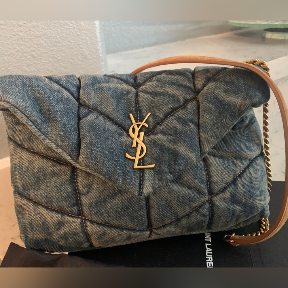 YSL Denim Lou Lou puffer bag